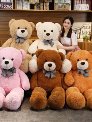 Big Size 120cm 140 cm hugging large Teddy Bear with Bowknot Plush Toy stuffed gift Home Decoration Soft Toy