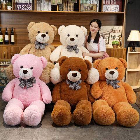 Big Size 120cm 140 cm hugging large Teddy Bear with Bowknot Plush Toy stuffed gift Home Decoration Soft Toy